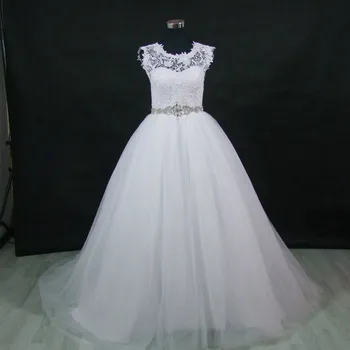 

QQ Lover 2019 New Tank Lace Wedding Dresses Sashes Wedding Gown Bride Dress