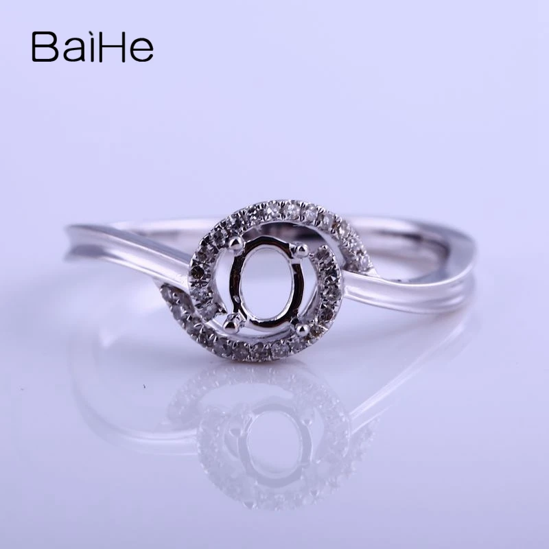 BAIHE Solid 14 k белое золото(AU585) натуральные бриллианты 3x5 мм овальный вырез полукрепление свадебное элегантное кольцо изысканное модное Драгоценное кольцо