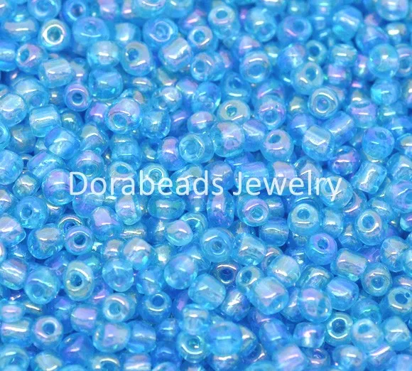 DoreenBeads 450 Gram Blue AB Glass Seed Beads 6/0 Jewelry Making (B12083), yiwuin Beads from