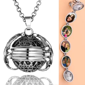 Gioielli con ciondolo con foto di memoria flash fai-da-te Collana con medaglione con ali d'angelo a quattro colori in metallo antico Accessori romantici per donna di moda 1