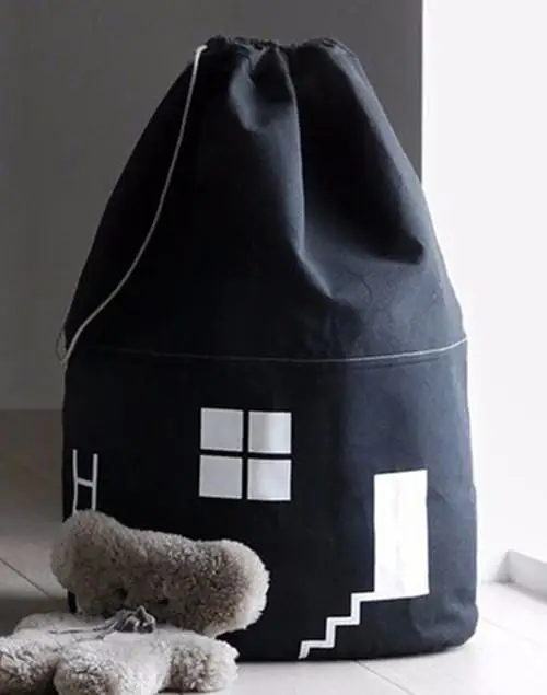 Детский органайзер для хранения игрушек в скандинавском стиле, дизайнерская детская корзина для хранения с вышивкой, GPD8494 - Цвет: black