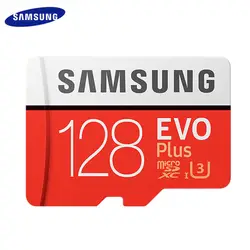 Карта памяти Samsung холодный красный Micro SD Card 128 GB EVO Plus класса 10 Водонепроницаемый TF флэш-карта для смартфонов
