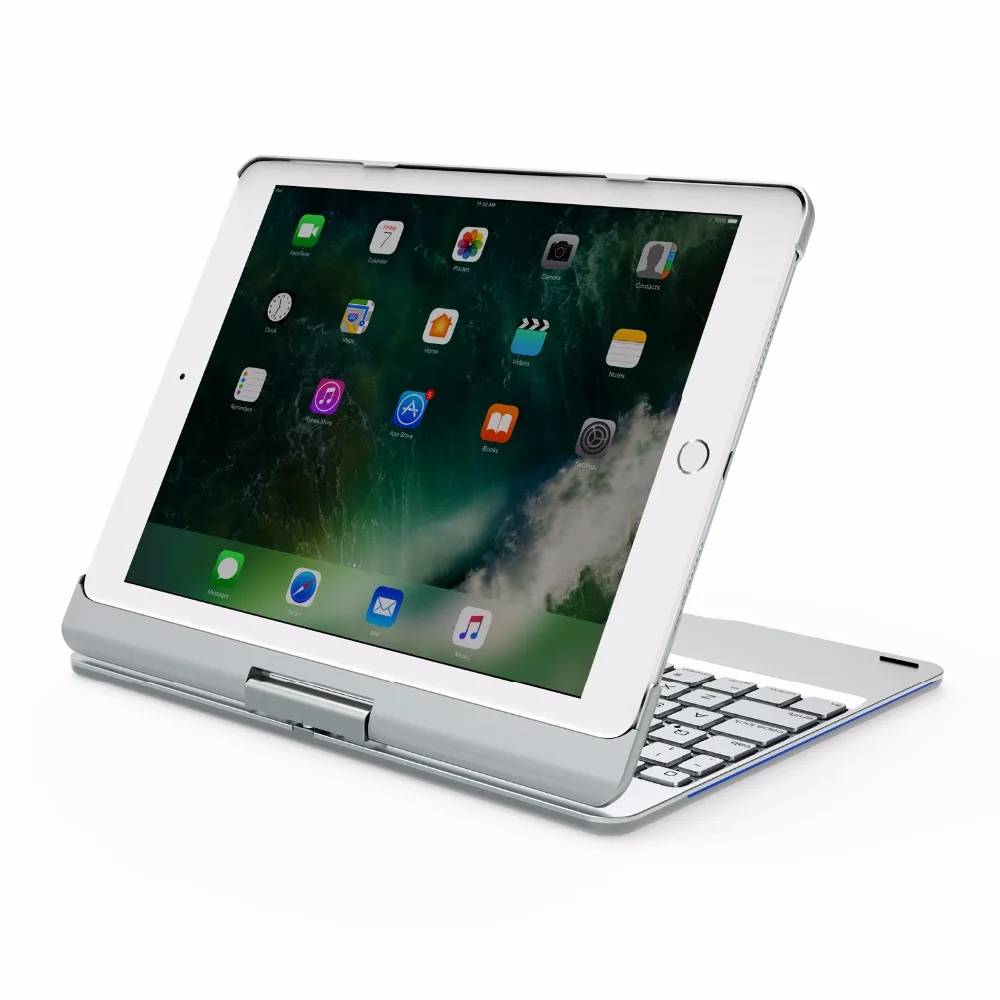 360 Degree Rotable Aluminum 7 Color BackLight Bluetooth Keyboard Case Cover for Apple New iPad 9.7 2017 2018 iPad Air 1 2  5 6-13