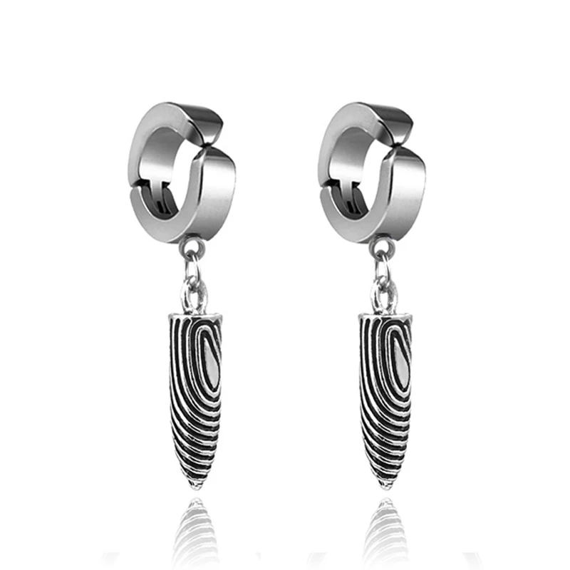 1 пара титановый, в стиле панк стальные кулоны в форме пули Клипсы Серьги мужские женские без уха серьга дырка мужские модные праздничные ювелирные изделия - Окраска металла: Clip earring