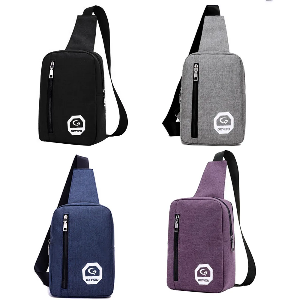 

Portable canvas headset plug bag men's chest bag Messenger bag sports shoulder bag Crossbody Chest solid color Dropship Y503