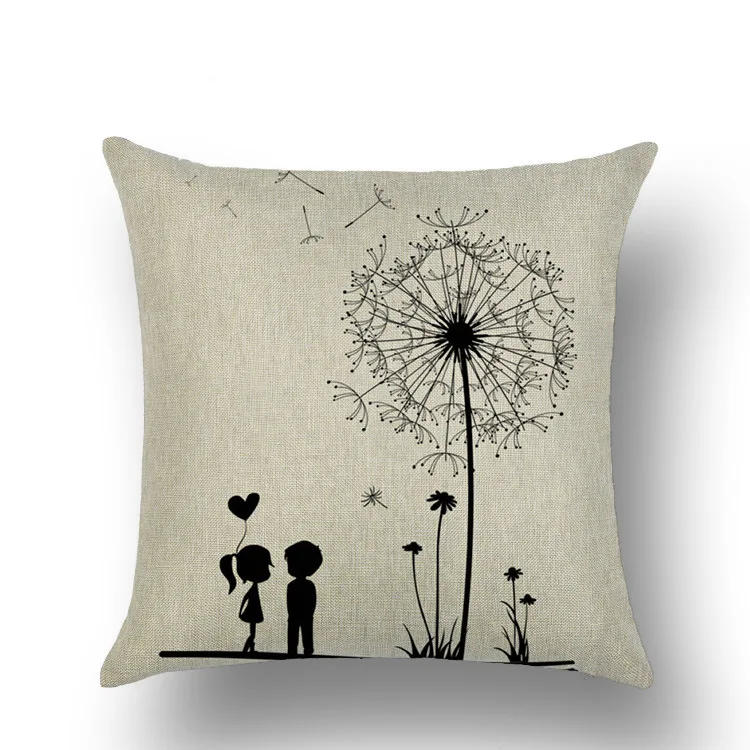 الحديثة الحد الأدنى جميلة الهندباء أغطية مطبوعة للوسائد المنزل/كنبة مكتب سيارة وسادة الخصر يغطي 45x45 سنتيمتر الكتان المخدة