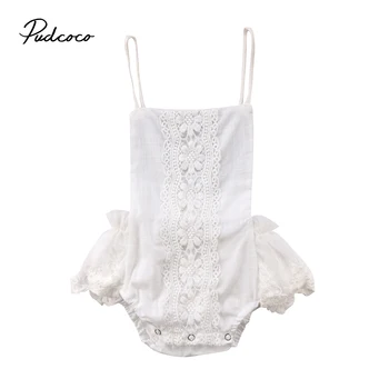 

Pudcoco Newborn Baby Girls Clothes Girls Lace Ruffle Romper Playsuit Backless Sunsuit Outfits White