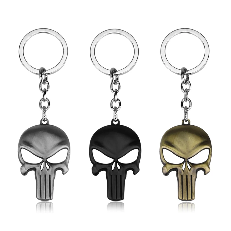 Dongsheng el Punisher llavero cráneo Punisher esqueleto llavero Películas llavero para las mujeres hombres Llaves para coches joyería regalo de 50