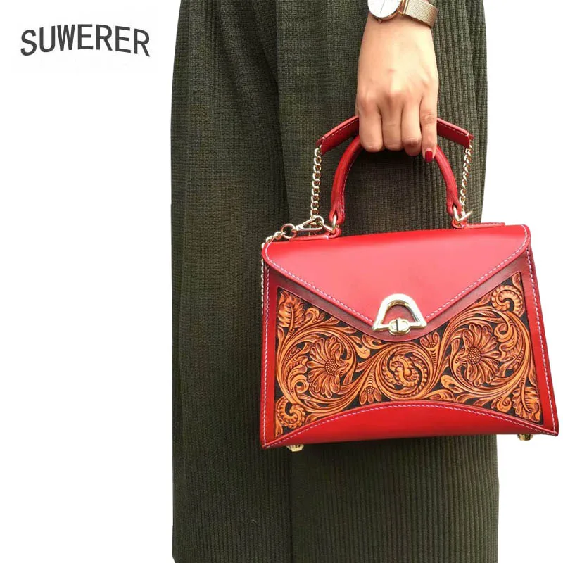 

2019 new luxury high quality suede leather tote Original handmade vegetable tanned cowhide handmade handbag Chain bag