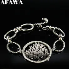 Дерево жизни Хрустальный Браслет из нержавеющей стали женские серебряные цветные браслеты ювелирные изделия pulseras acero inoxidable mujer B18328