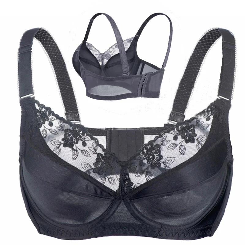 

34-48 D E F G H Women Underwire Transparent Full Coverage Comfortable Plus Size Unlined Lace Minimizer Bra Lingerie