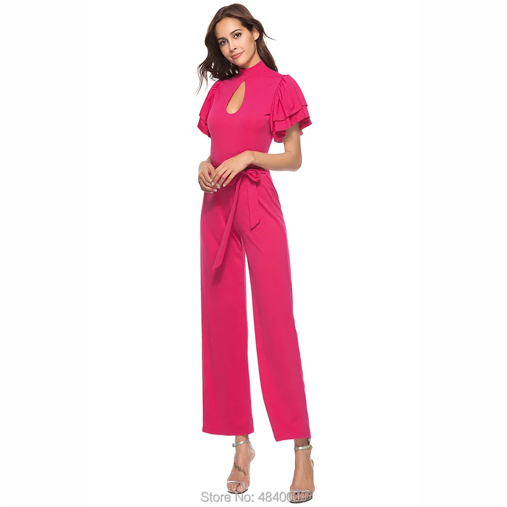 Creatorzwz женские комбинезон короткий рукав с оборками поясом Playsuit Повседневное длинные комбинезон