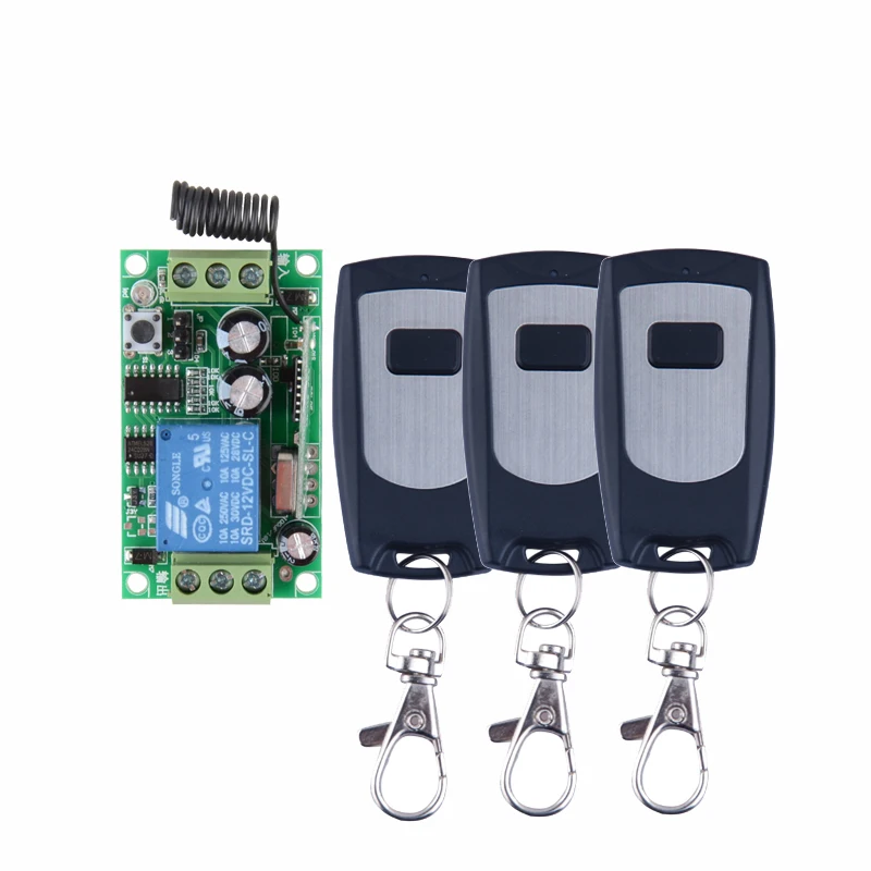 

12V1CH Momentary Toggle wireless switch RF Wireless remote control switch 3controller 1switch 10A Relay Waterproof 315/433