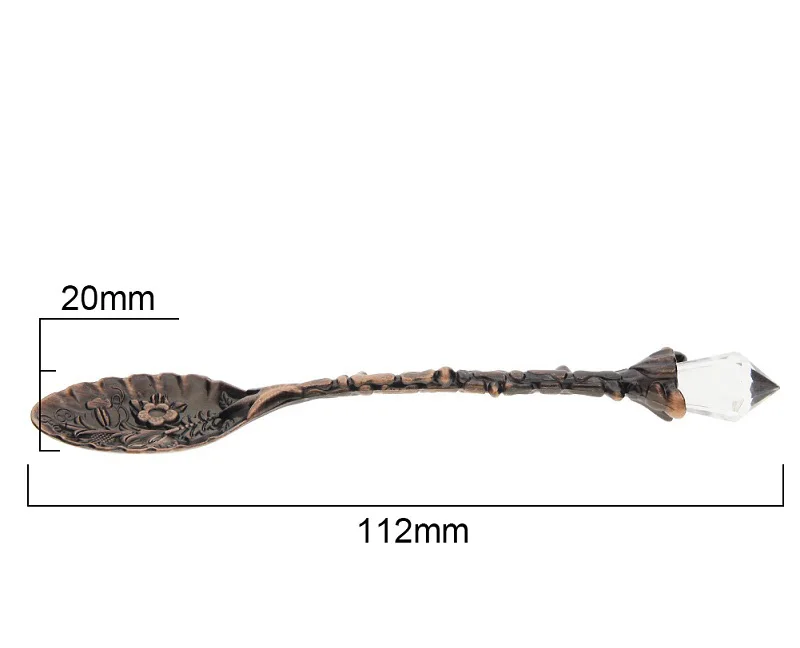 112 мм Хрустальная кофейная ложка с узором в виде головки для кухни, столовой и бара, винтажная Хрустальная ложка из металлического сплава, Западная Посуда, инструмент#251445