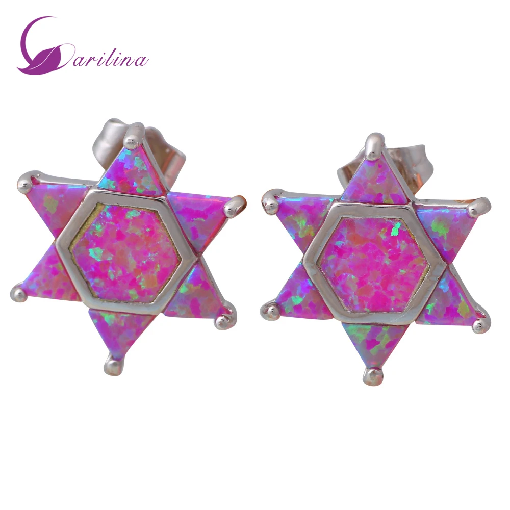 

Fashion 2016 New 925 Sterling Silver Overlay star Pink Fire Opal earrings Cute jewelry E420