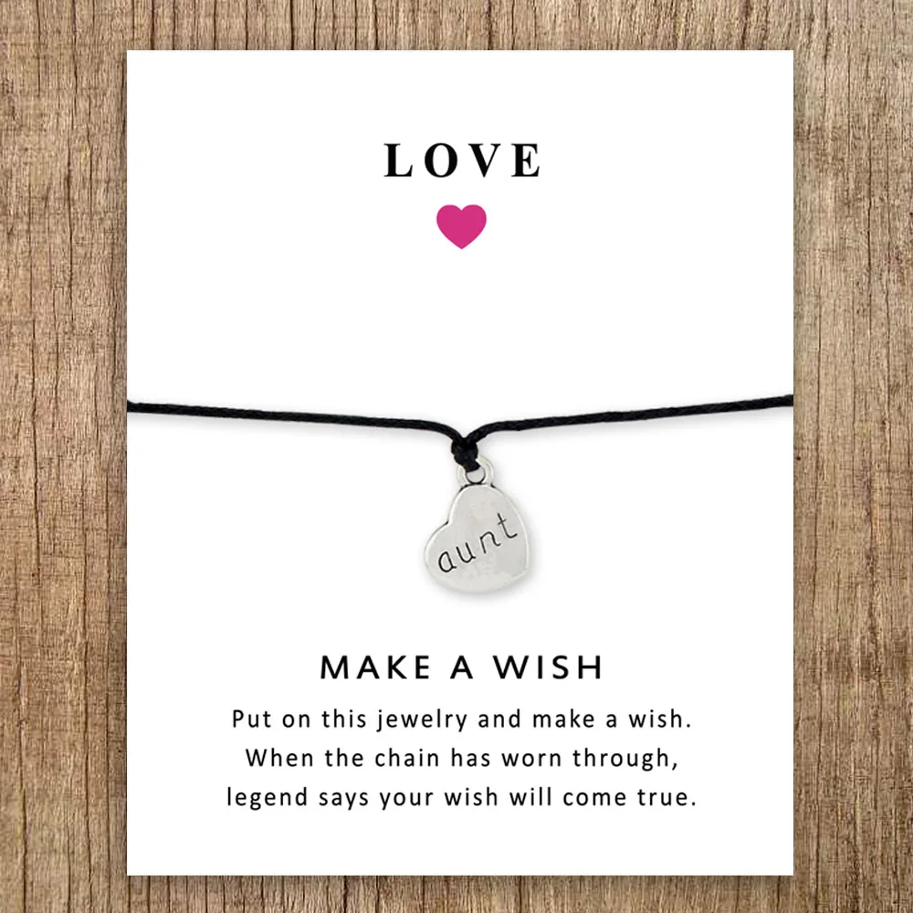 Тетя сестра папа мама дочь Шарм с надписью «бабушка» карты браслеты ...