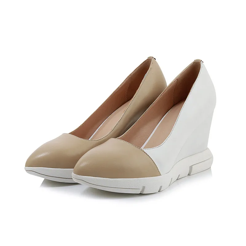 Karinluna Hot Sale 2019 Wholesale Pointed Toe Slip On Summer Pumps Woman Shoes Platform Wedge High Heels Shoes Woman Pumps