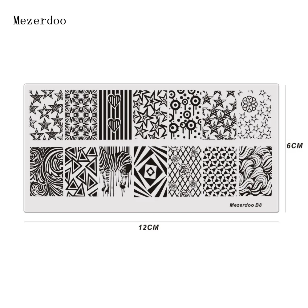 Прямоугольная штамповочная пластина Mezerdoo со звездами и розовыми узорами Космос