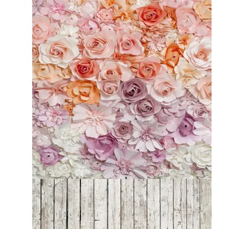 

TR digital pink violet roses wall wood floor photo studio backdrops fabric background for indoor newborn baby Wedding background