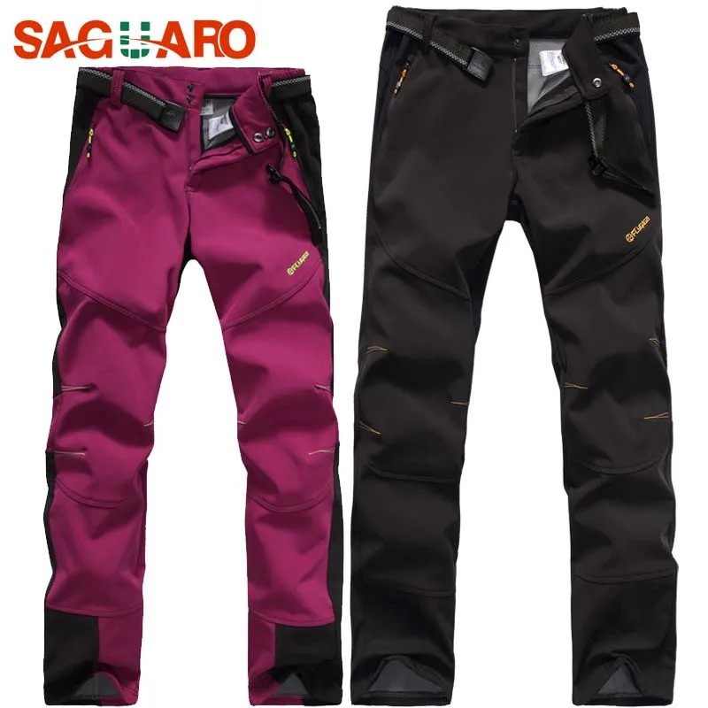 

SAGUARO Men Women Hiking Pants 2018 Waterproof Soft Shell Camping Trekking Thermal Fleece Lining Warm Ski Trousers Pants