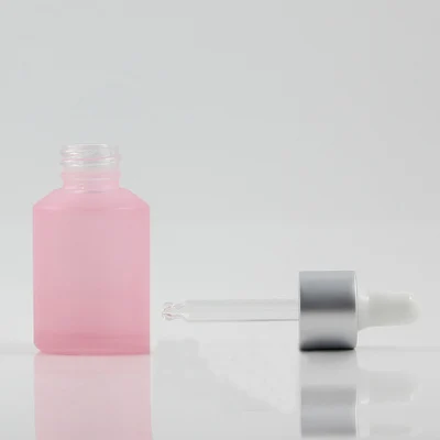 30 мл Розовые матовые стеклянный флакон с пипеткой многоразового матовая масло важная ароматерапия контейнер для духов Пипетка для жидкости бутылки - Цвет: Silver Cap White