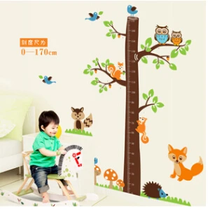 DIY Cartoon Squirrel Kids Room Stickers Wallpaper Decals Home Decor Growth Chart Height Measure Tree Wall House Rules | Дом и сад