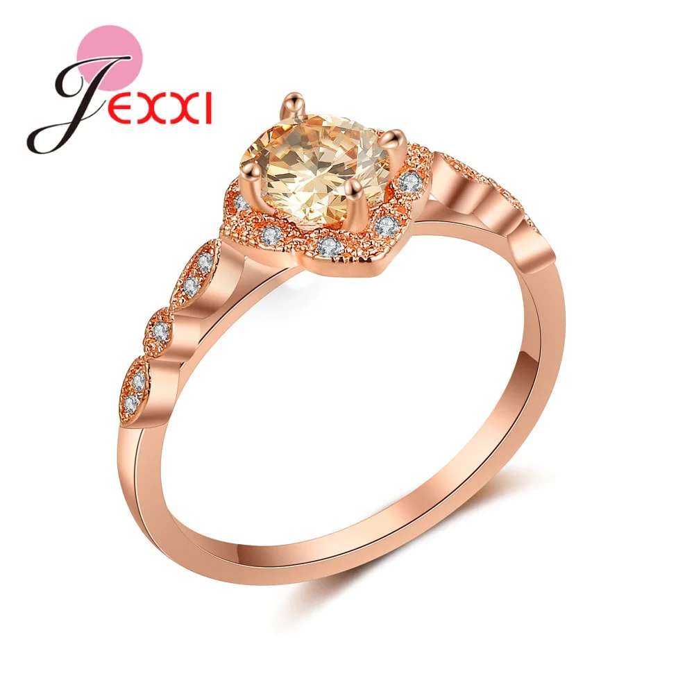 

Elegant Rose Gold Color Thin Band Rings Jewelry Filled Sparkling Austrian Crystals For Women Girls Party Wedding Accessor