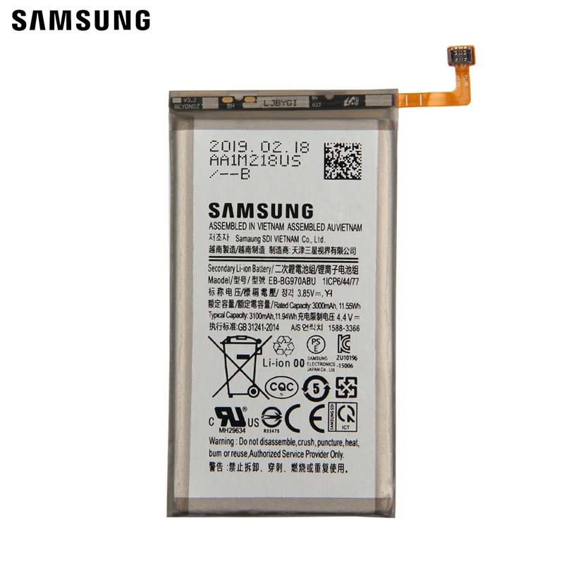 Samsung сменный аккумулятор EB-BG970ABU для samsung Galaxy S10e SM-G9700 S10E S10 E аутентичный аккумулятор для телефона 3100 мАч