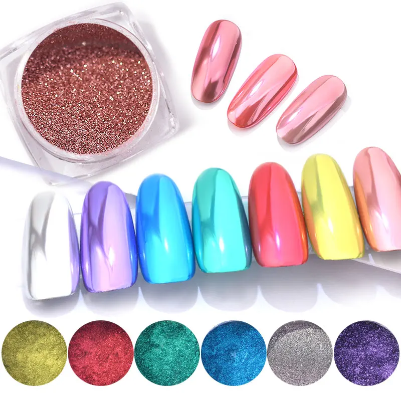 

0.3g Holo Magic Mirror Powder Nail Art Glitter Highlight Dust Manicure Decoration Nails Shimmer Powder with Brush Chrome Pigment