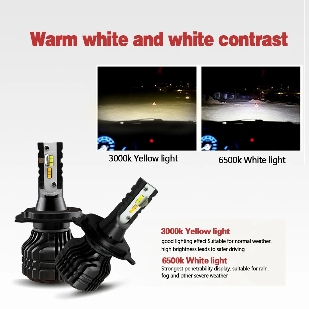 СВЕТОДИОДНЫЙ Автомобильный светильник LEADTOPS H7 H4 светодиодный H8 H11 автомобильный комплект двухцветный светильник налобный фонарь 3000K 6500K желтый белый cj