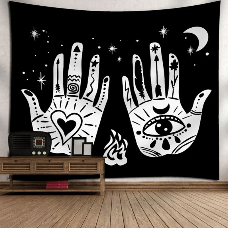 

145x210cm European Tapestry American Style Sun Moon Hand Pattern Home Decoration Wall Tapestry Blanket Beach Wall Decor