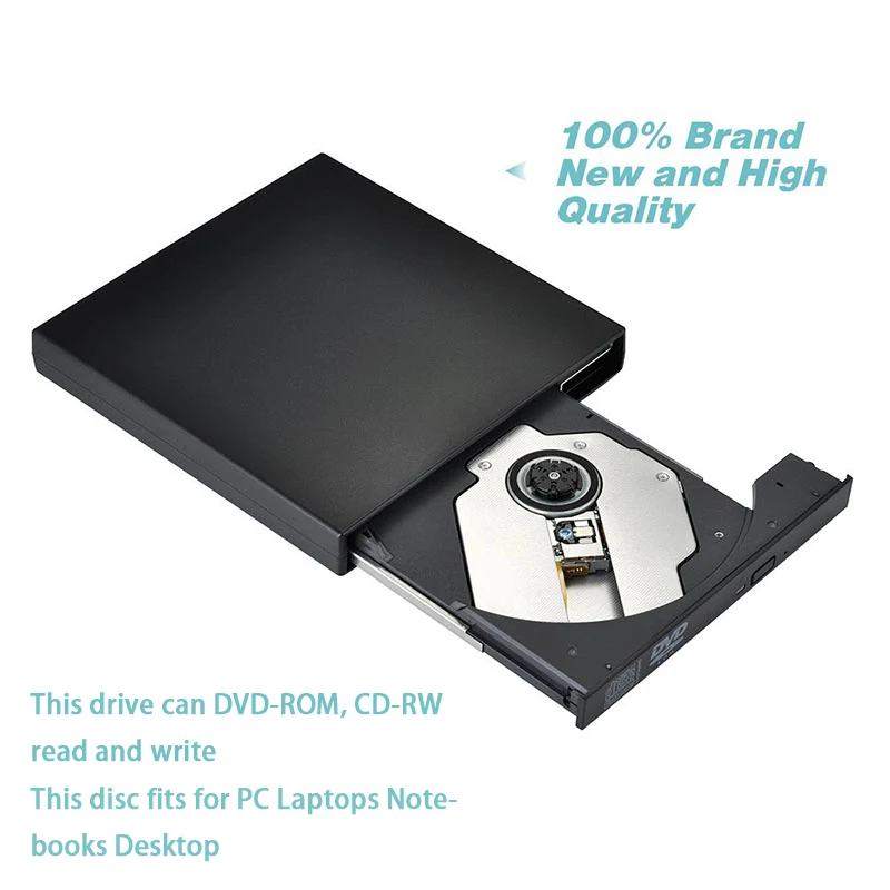 YaHey оптический привод USB 2,0 внешний CD/DVD-ROM плеер CD RW записывающее устройство Портативный для ноутбука ПК Windows 7/8 10 xp