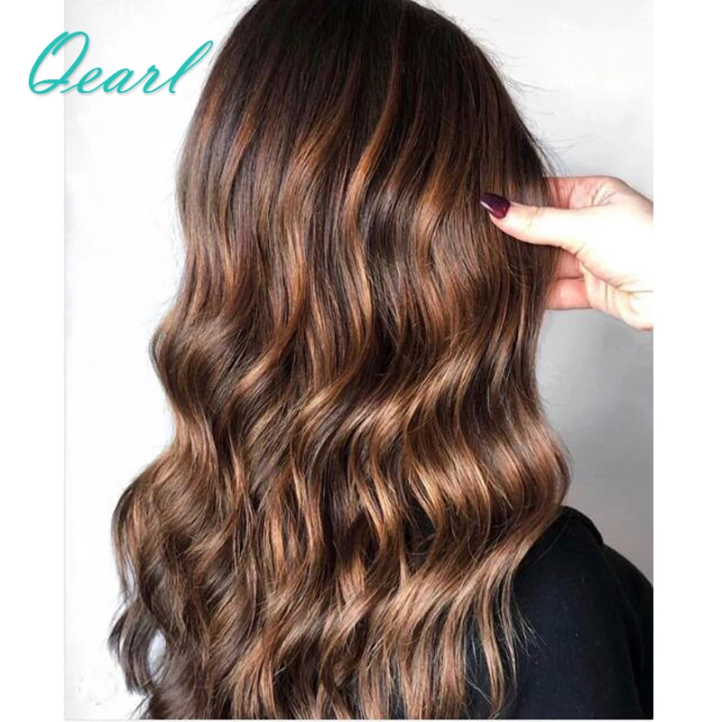 Ombre Highlights Color Human Hair Lace Front Wigs 130