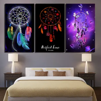 

HD printed 3 piece canvas art Dreamcatcher painting Modular Framed posters wall pictures for living room Free shipping