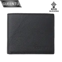 GUBINTU мужские из натуральной кожи Wallet RFID Blocking Wallet Flipout Дизайн ID держатель карты мужчины кошелек Тонкий монета карман кошелек carteira