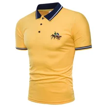 Человек футболка-поло Для мужчин s Повседневное лошадь рубашка-поло с вышивкой Для мужчин короткий рукав высокое Количество поло Для мужчин рубашка 3 цвета плюс размеры M-8XL