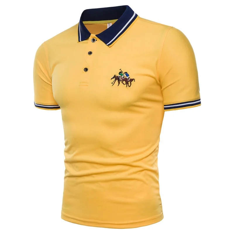 

New Man Polo Shirt Mens Casual Horse Embroidery Polo Shirt Men Short Sleeve High Quantity polo men shirt 3 Color Plus Size M-8XL