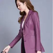 Женская кожаная куртка, весна-осень, новинка, свободная тонкая короткая кожаная куртка, мотоциклетная куртка