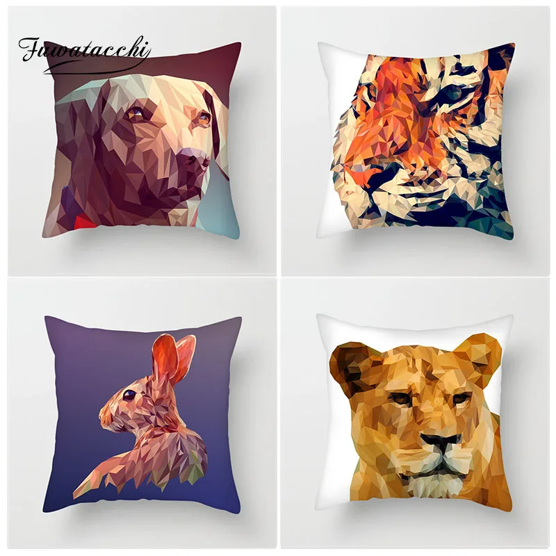 

Fuwatacchi 3D Geometric Animal Cushion Covers Dog Cat Tiger Bird Pillow Cover Decorative Sofa Chair Home Decoration Accessories