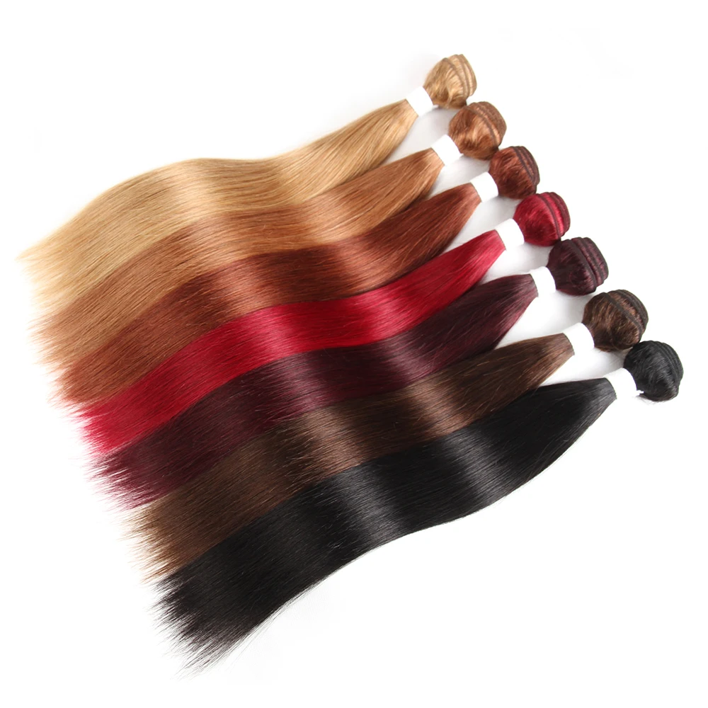 Black Brown Red Human Hair Weave Bundles KEMY HAIR 8-26 Inch Brazilian Straight Non-Remy Hair Extension Can Buy 2 or 3 Bundles