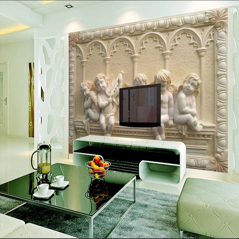 

European Style 3d Wallpaper Stereoscopic Tv Background Wall Paper Living Room Bedroom Mural Wallpaper Embossed Angel