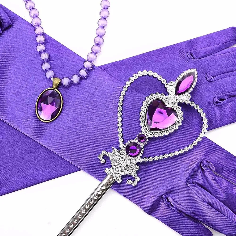 Frozen Party Dress up Accessory Set for Birthday Girl Princess Party Costume Cosplay Game Crown Scepter Necklace Earrings Gloves