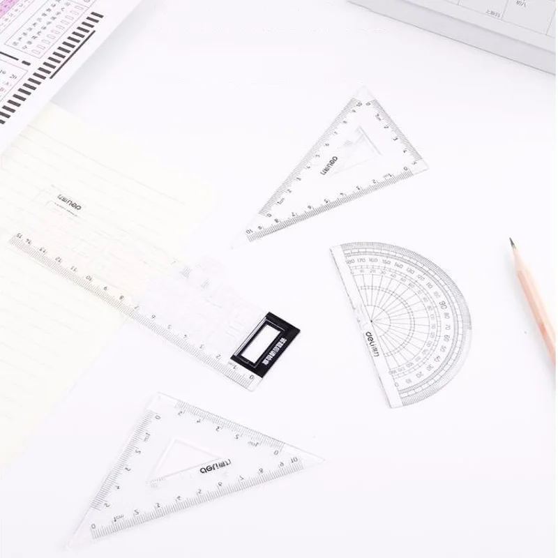 

Multi-function measuring ruler protractor square triangle rule answer card set ruler 4 piece set student stationery drawing tool