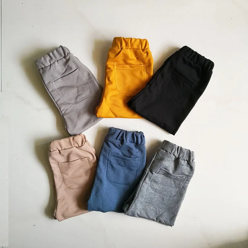 

2019 fashion Girls Pants Kids spring autumn Trousers for baby boys harem pants solid black yellow cheap clothes toddlers