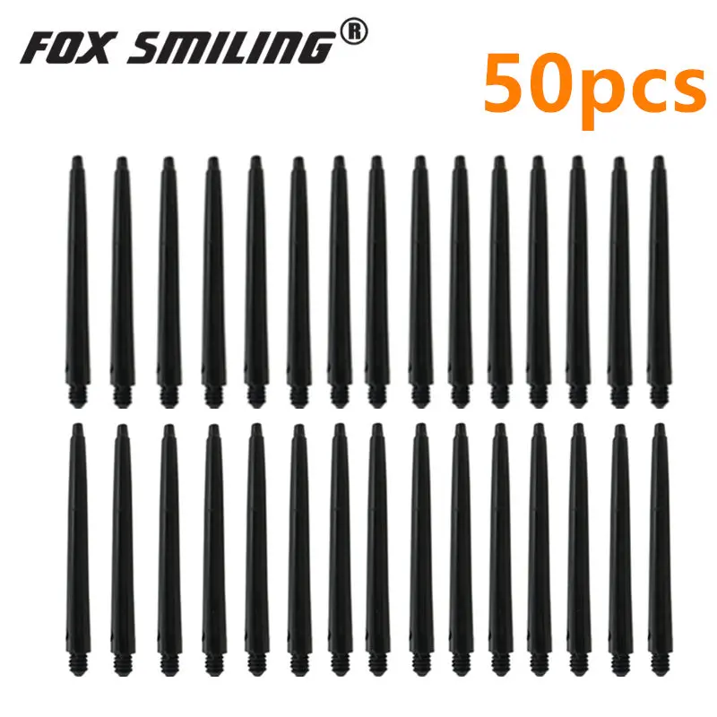 

Fox Smiling 50pcs Black Darts Shafts Nylon 2BA 27/35/45mm For Professional Dardos Plastic Dart Shafts Accessories