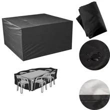 Schwarz Terrasse Polyester Möbel Abdeckung Wasserdicht 6 Sitzer Tisch Stuhl Tisch Tuch Staubdicht Gartenmöbel Abdeckung