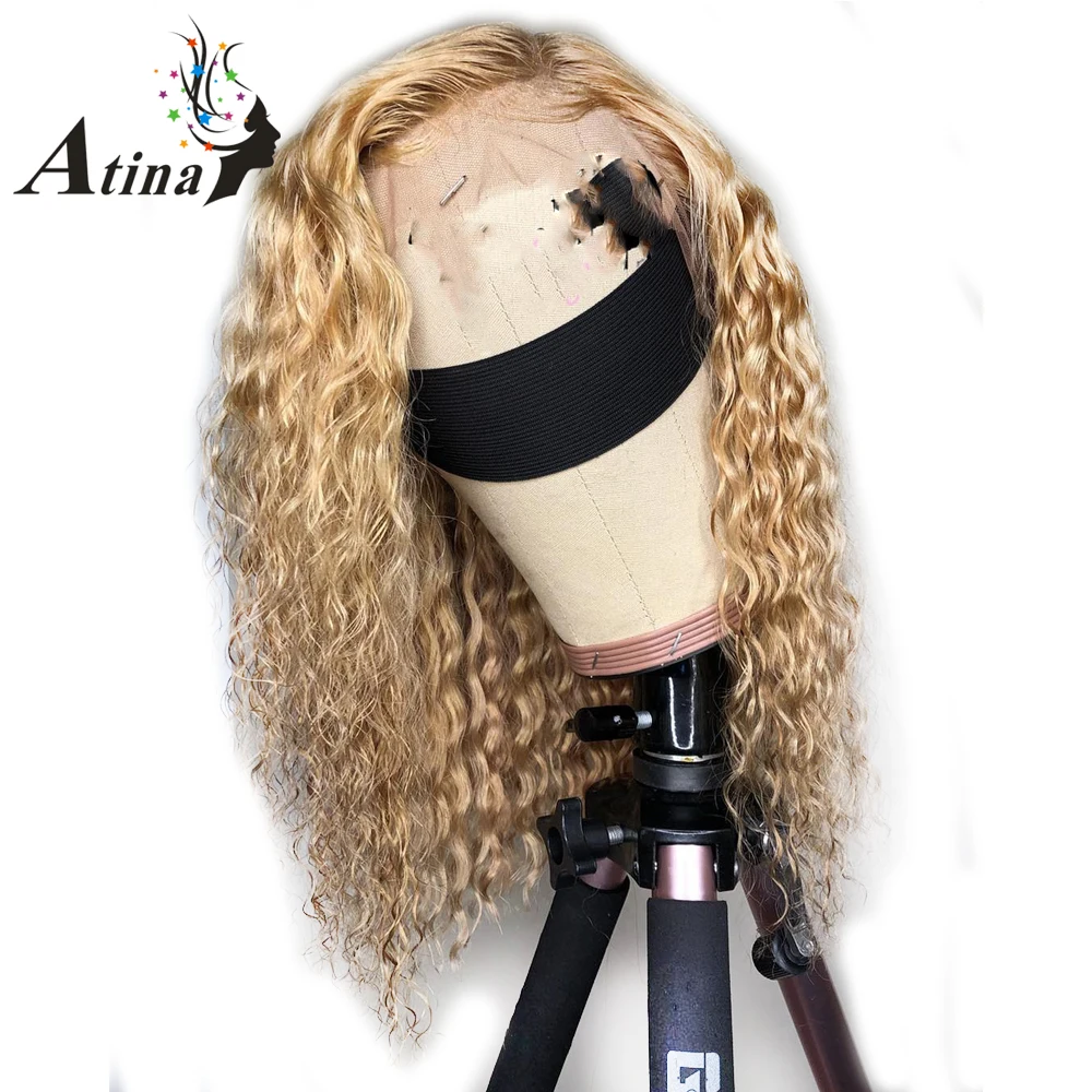 

Colored Curly Honey Blonde Omber 613 360 invisible Lace Frontal Human Hair Closure Wig Pre Plucked With Baby Hair Brazilian Remy