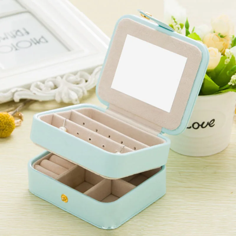 

Small Travel Accessories Case Jewelry Storage Casket PU Leather Ring Earring Organizer Bag Gift for Wedding Birthday