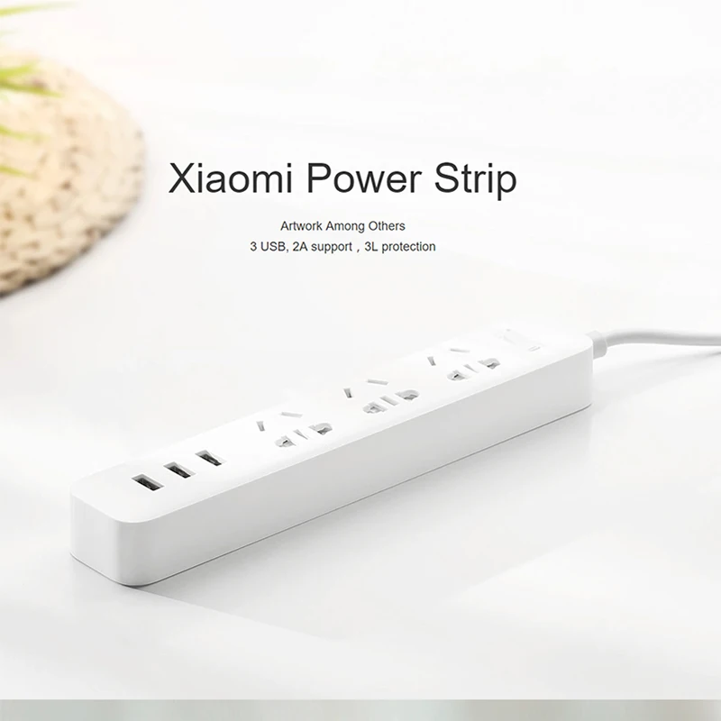 Оригинальная лента питания Xiaomi 3 гнезда (3 отверстия) порта USB самонастраиваемая