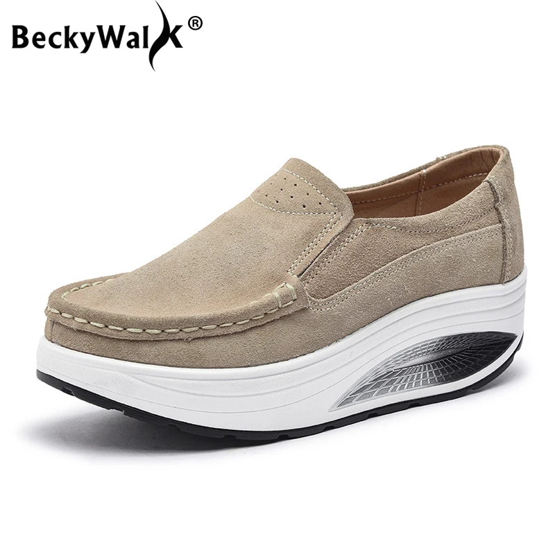 Женская обувь на платформе BeckyWalk кожаная повседневная толстой подошве весну